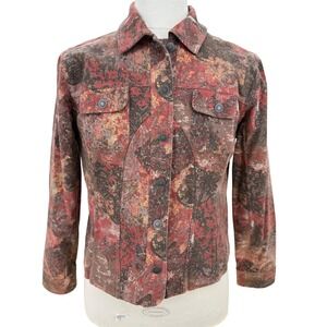 Christopher & Banks Women's  Floral Print Button Front Jacket Size L